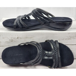 Croft & Barrow, Slip on Multi Strap, Low Wedge Heel in Black, Women's Size 8N